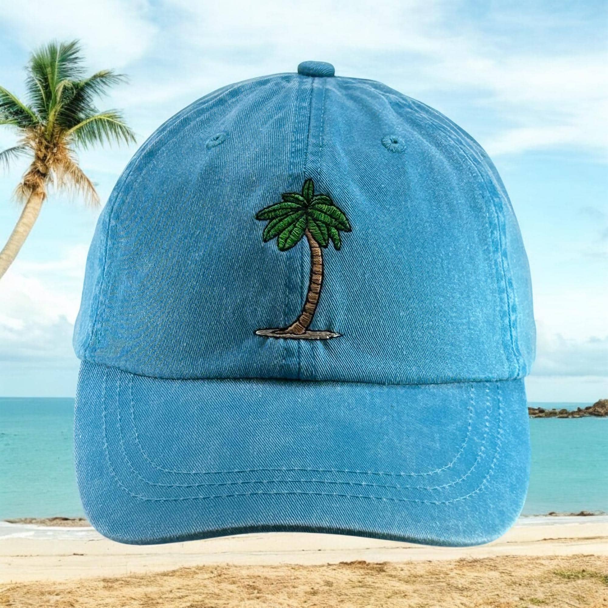 Palm Tree Embroidered Beach Hat, Summer Baseball Vacation 