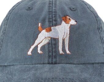 Jack Russell embroidered low profile dad hat, baseball cap, dog lover pet gift, adjustable leather strap and buckle, adult men woman sizes