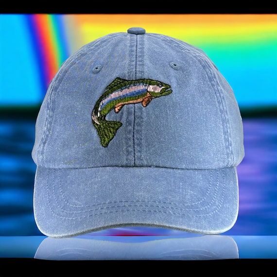 Trout Embroidered Low Profile Dad Hat, Mom Baseball Cap, Rainbow Trout Game Fish, Adjustable Fits Most Adults, Leather Strap, Pigment Dyed - Etsy Trout Embroidered Low Profile Dad Hat, Mom Baseball Cap, Rainbow Trout Game Fish, Adjustable Fits Most Adults, Leather Strap, Pigment Dyed - Etsy