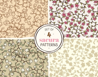 Flowers Paper Pack, Floral Backgrounds, Summer Digital Papers, Sacura Seamless Pattern, Pattern Designs, Seamless Paper, Scrapbook Paper