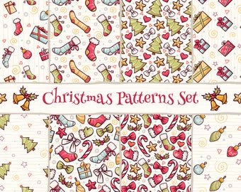 Christmas Digital Paper Pack, Winter Backgrounds, Xmas Backgrounds, Digital Paper set, Seamless Pattern designs, Seamless Texture