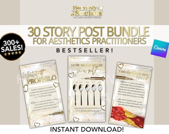 30 Aesthetics Story Posts | Fully Editable Canva Posts | Premade | White and Gold Instagram Templates | Beauty, Education, Social Media