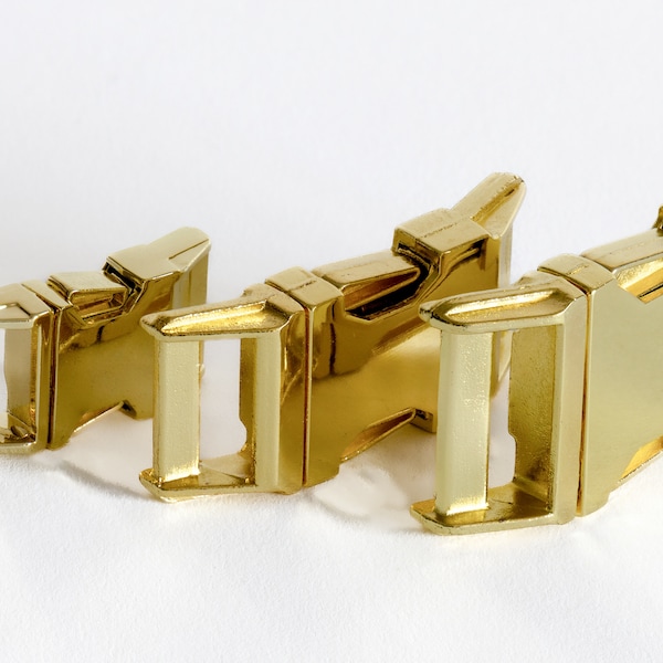 Gold Side Release Buckle in Shiny Finish 5/8", 3/4"  and 1" Width Dog Collar Buckle Diecast Brass