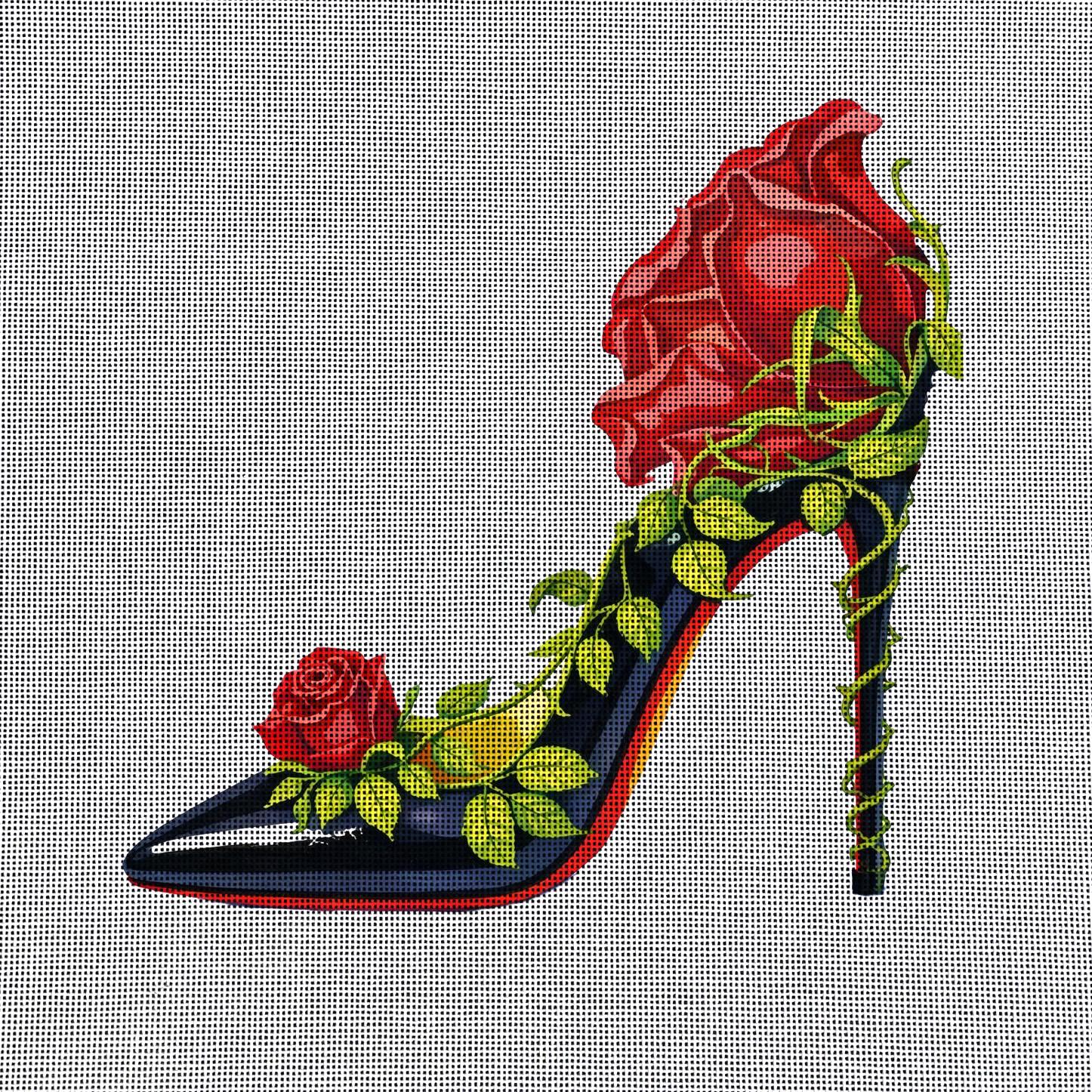 Red Sole Heel With Roses - Needlepoint Canvas - Etsy