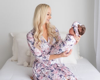 sunflower robe and swaddle set