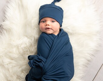 baby boy swaddle and hat