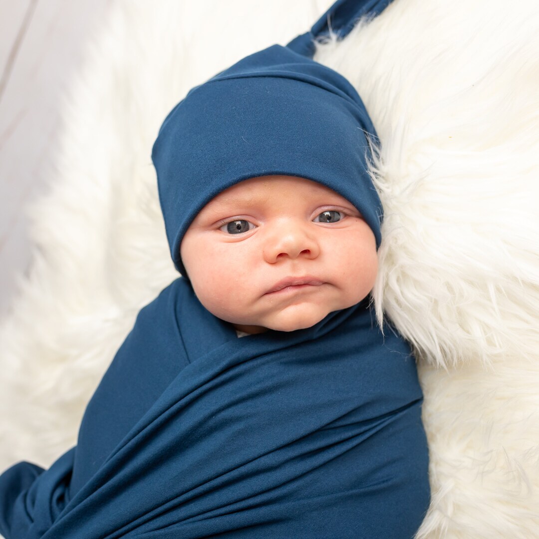 Blue Swaddle and Hat Blue Swaddle and Hat Baby Swaddle Boy Etsy