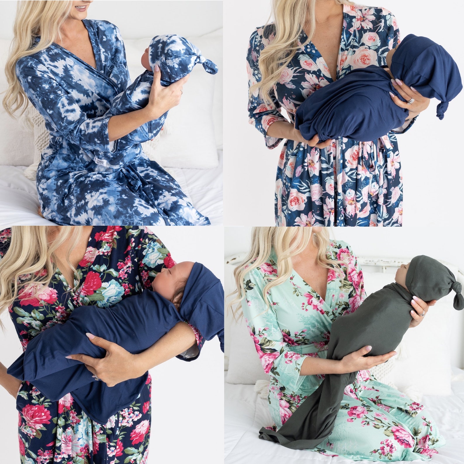 Mom Robe and Baby Swaddle Set Navy Mom Robe and Baby Swaddle Etsy