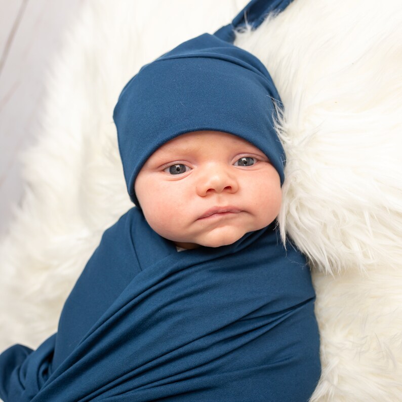Boy Swaddle and Hat Boy Swaddle Blanket and Hat Newborn Boy Etsy