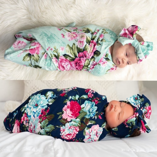 Swaddle Headband Set Baby Swaddle Blanket Newborn Etsy