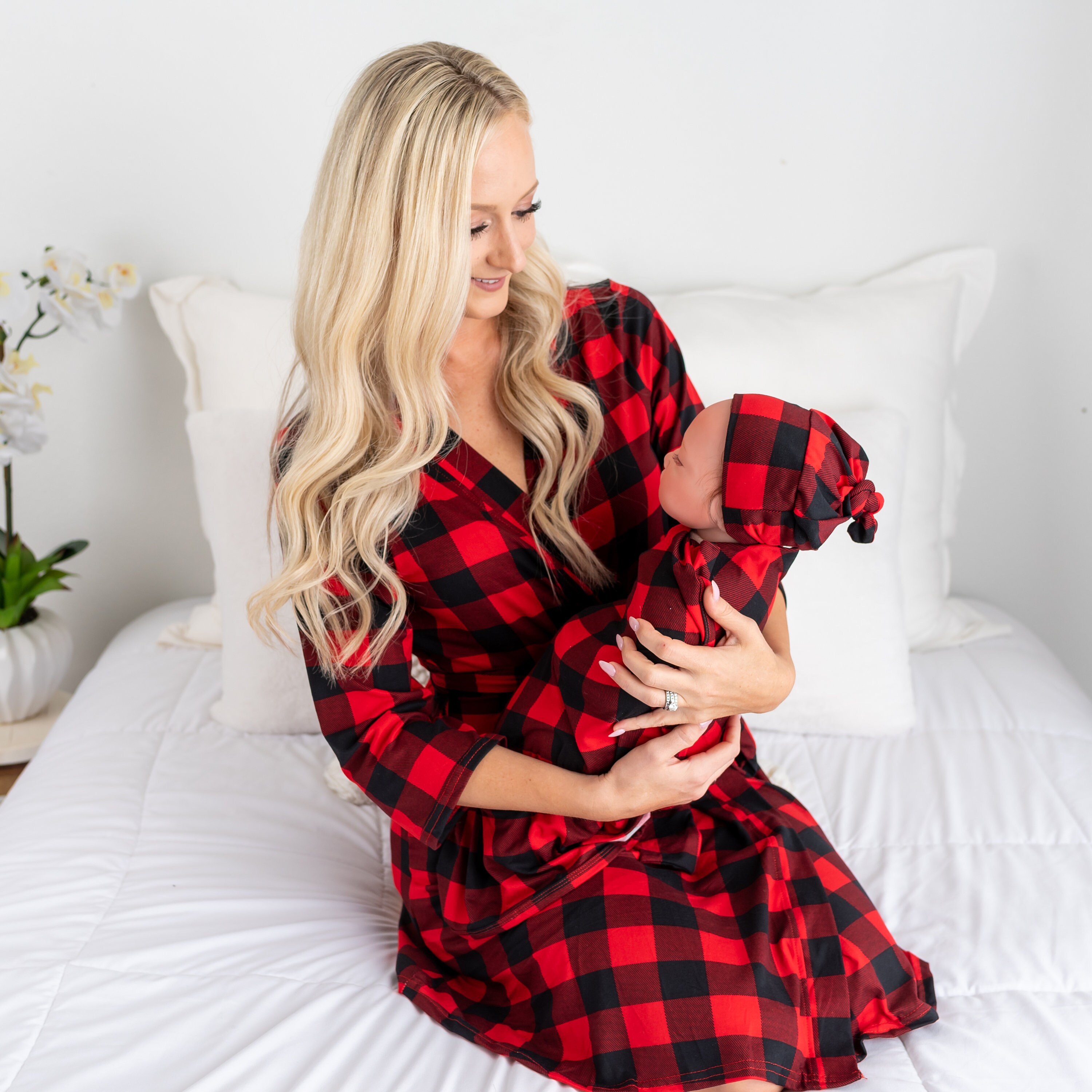 Red Plaid Red Plaid Robe and Swaddle Set Red Plaid Etsy