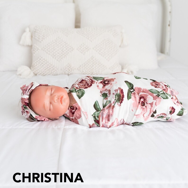 Girl Swaddle and Headband Girl Swaddle Set Baby Swaddle Set Etsy