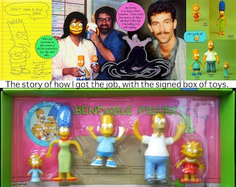 First Simpsons toys ever, signed and framed