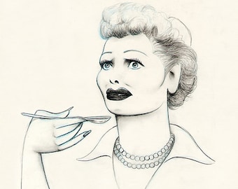 LUCILLE BALL original pencil Vitametavegamin drawing by Dave Woodman