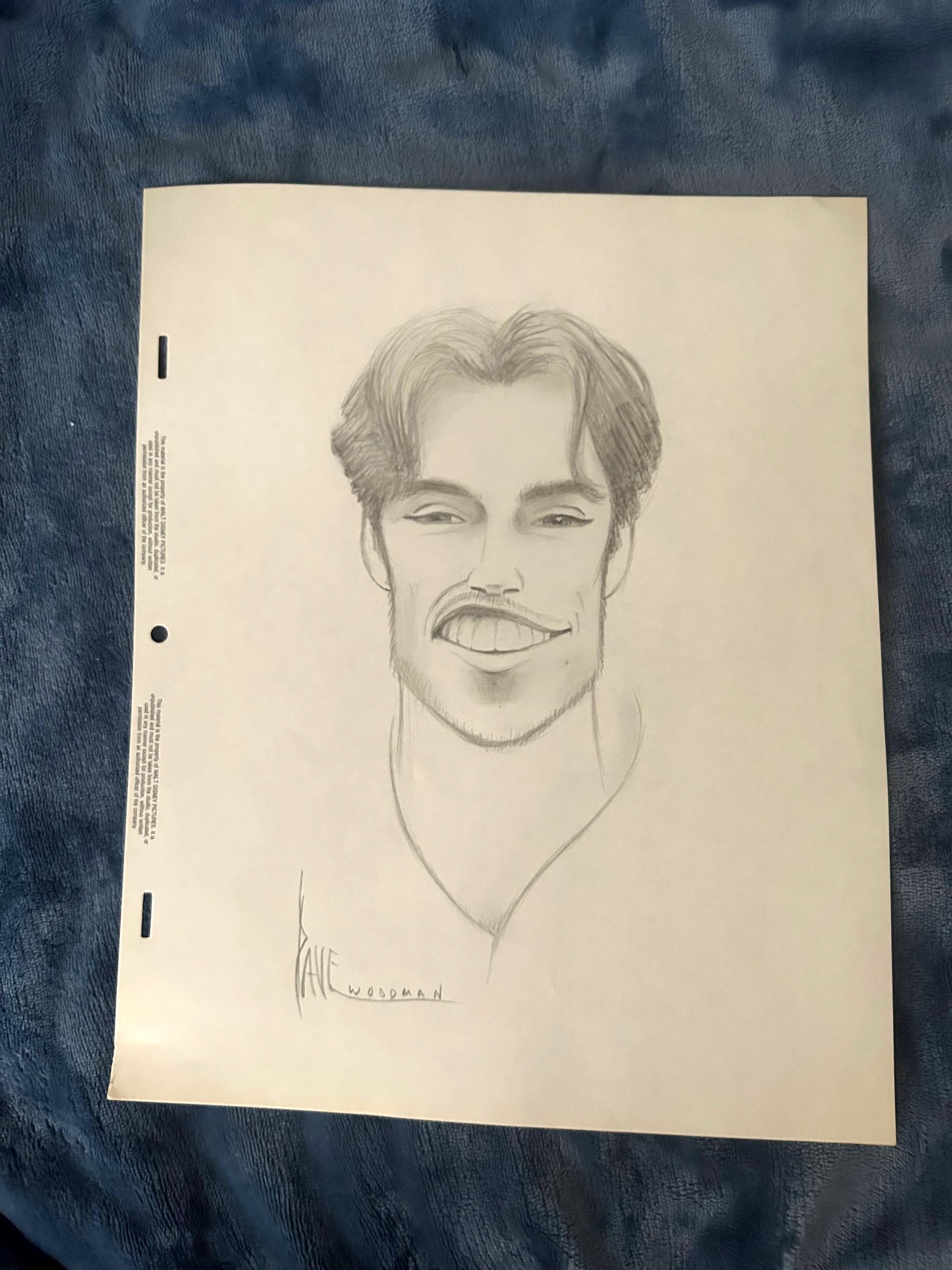 Original Alexis Loizon as Stanley, Beauty and the Beast drawing by Disney Artist Dave Woodman