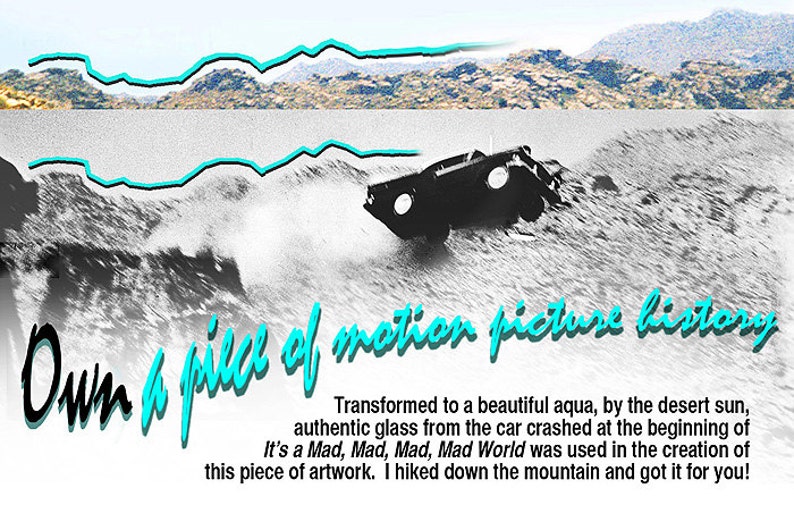 Art giclee Merman, Adams & Provine It's a Mad, Mad, Mad, Mad World with authentic movie car glass image 4