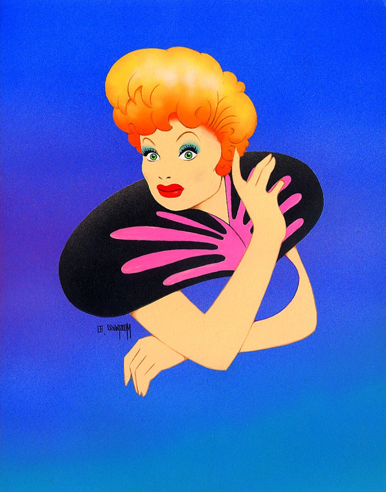 Lucille Ball original airbrush painting by Disney Artist Dave Woodman image 1