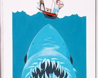 JAWS original acrylic painting by Disney Artist Dave Woodman