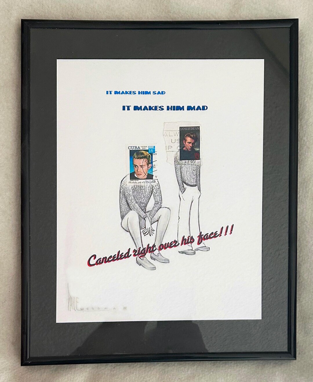 ジェームズ・ディーンの拡張切手オリジナルアートワーク肖像画 - Etsy 日本