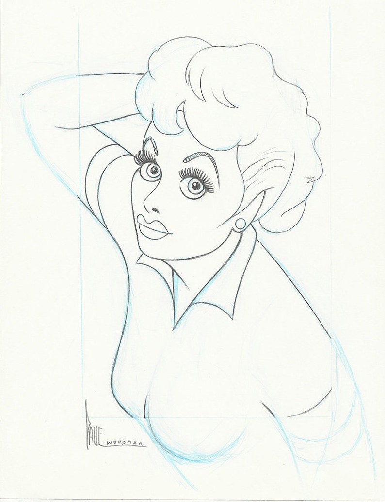 Yours Mine & Ours LUCILLE BALL original pencil drawing for the US postage stamp image 1