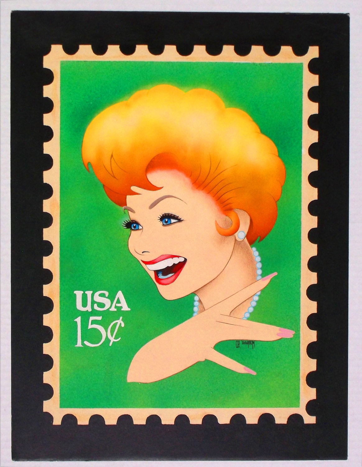 Lucille Ball original US postage stamp painting by Disney Etsy