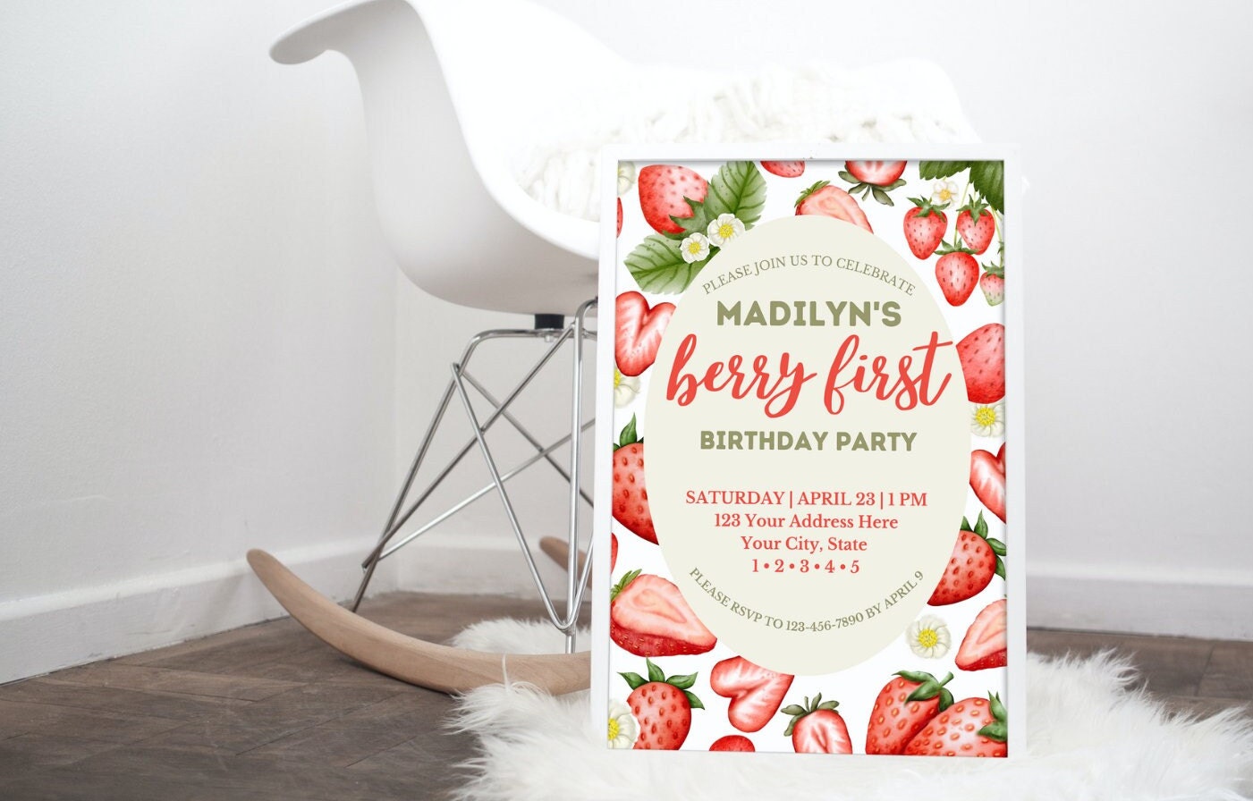 EDITABLE Berry First Birthday, STRAWBERRY First Birthday Invitation ...