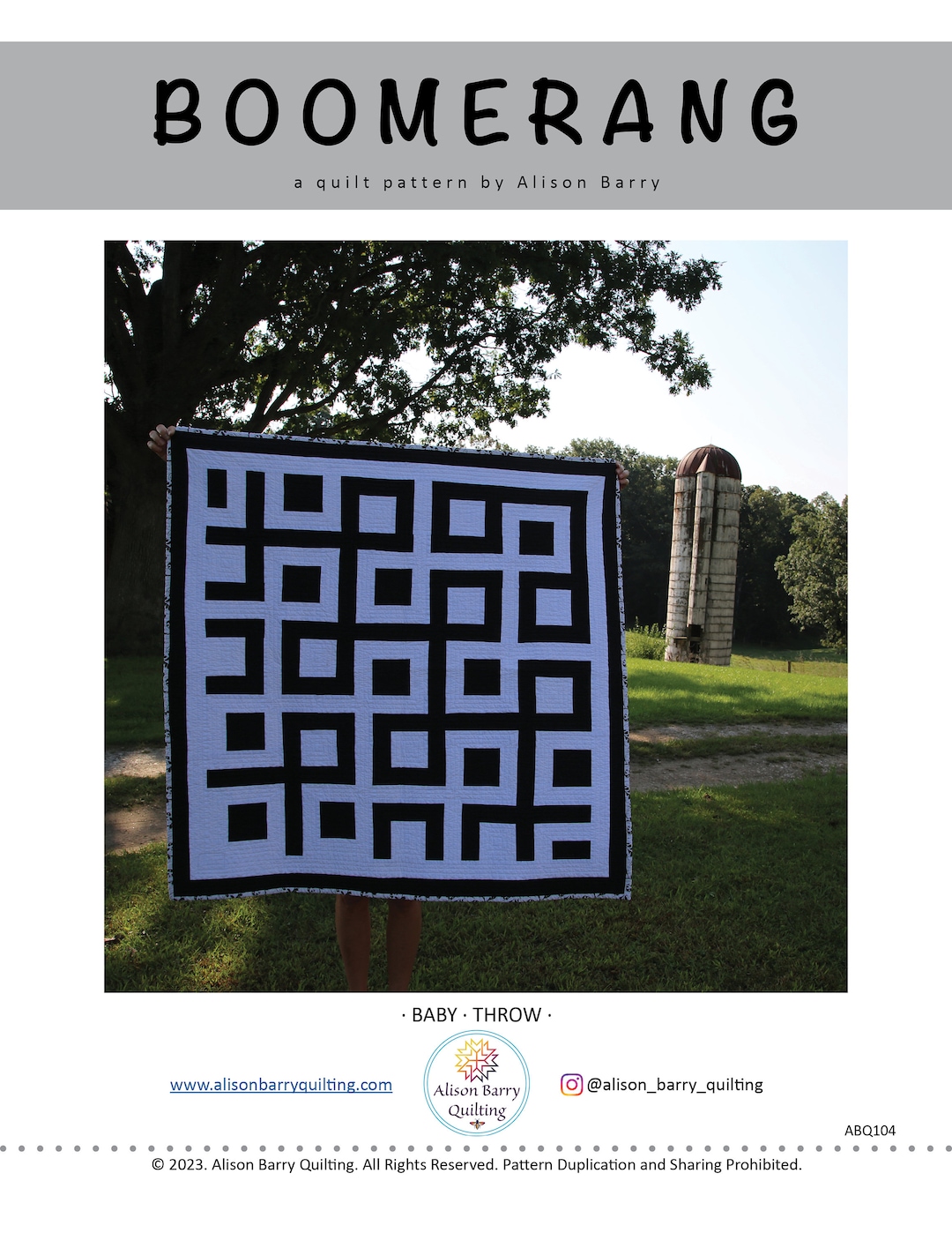 Boomerang PDF Quilt Pattern Modern Quilt High Contract Quilt Throw