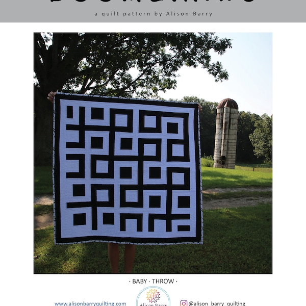 Boomerang PDF Quilt Pattern - Modern Quilt - High Contract Quilt - Throw Quilt - Crib Quilt - Baby Quilt - Strip Piecing