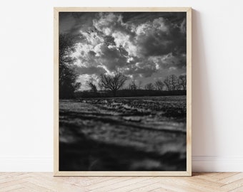 Photography Download, Digital Photo, Instant Download, Black and White Photography, Farm Photograph, Black and White Farm Photo, Landscape