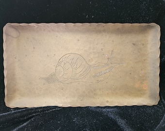 Cute Snail Tray- Metal Snail Tray- Engraved Tray-
