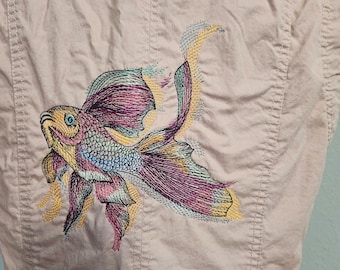 Upcycled embroidered Size Medium pink vest