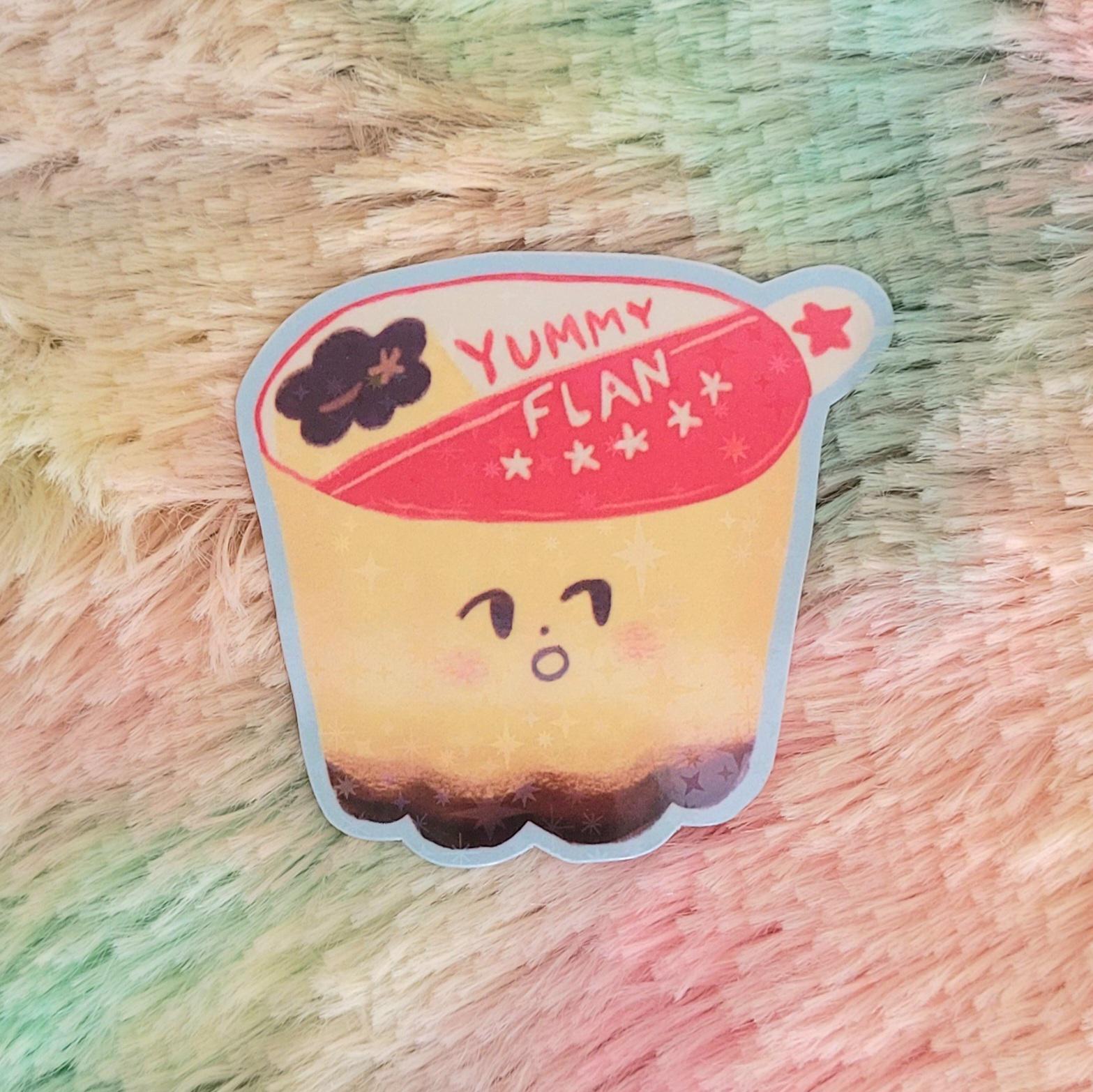Flan Pudding Sticker | Glitter Vinyl, Waterproof - Etsy