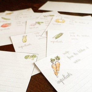 3"x5" & 4"x6" blank recipe cards - printable set - 2 sizes recipe cards set - recipe cards set - hand drawn vegetables - 3"x5" - 4"x6"