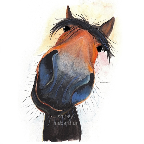 HoRSe PRiNT 'HaPPY DaVe' BY SHiRLeY MacARTHuR, Horse Painting, Cute Horse, Top Selling Items, Horse Art, Horse Wall Art,Trending Now,Horse