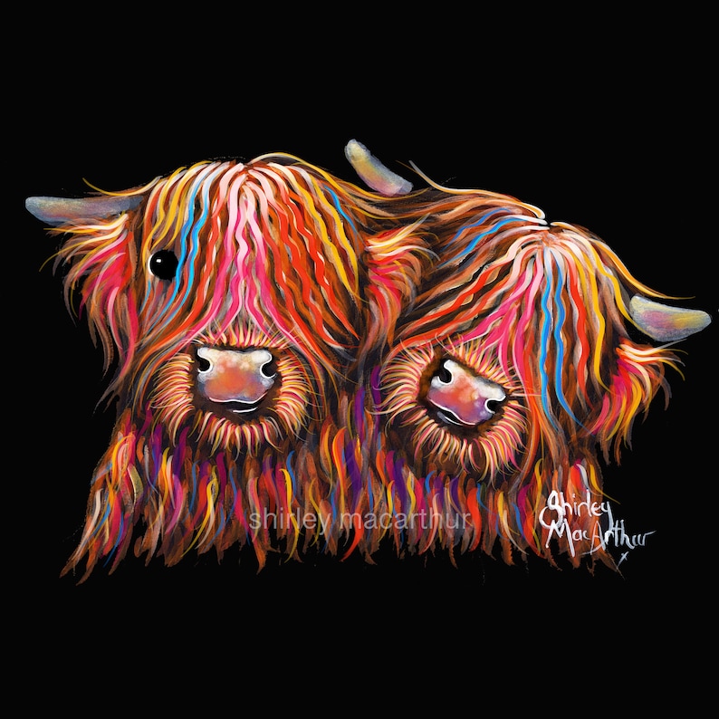 Highland Cow Print BeST BuDDieS Shirley MacArthur Cow Art