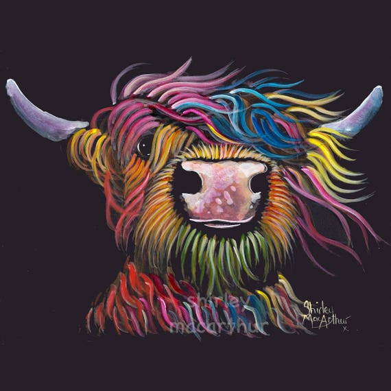 HIGHLAND COW PRINTS of Original Painting /' THE LOVELIES /' by SHIRLEY MACARTHUR