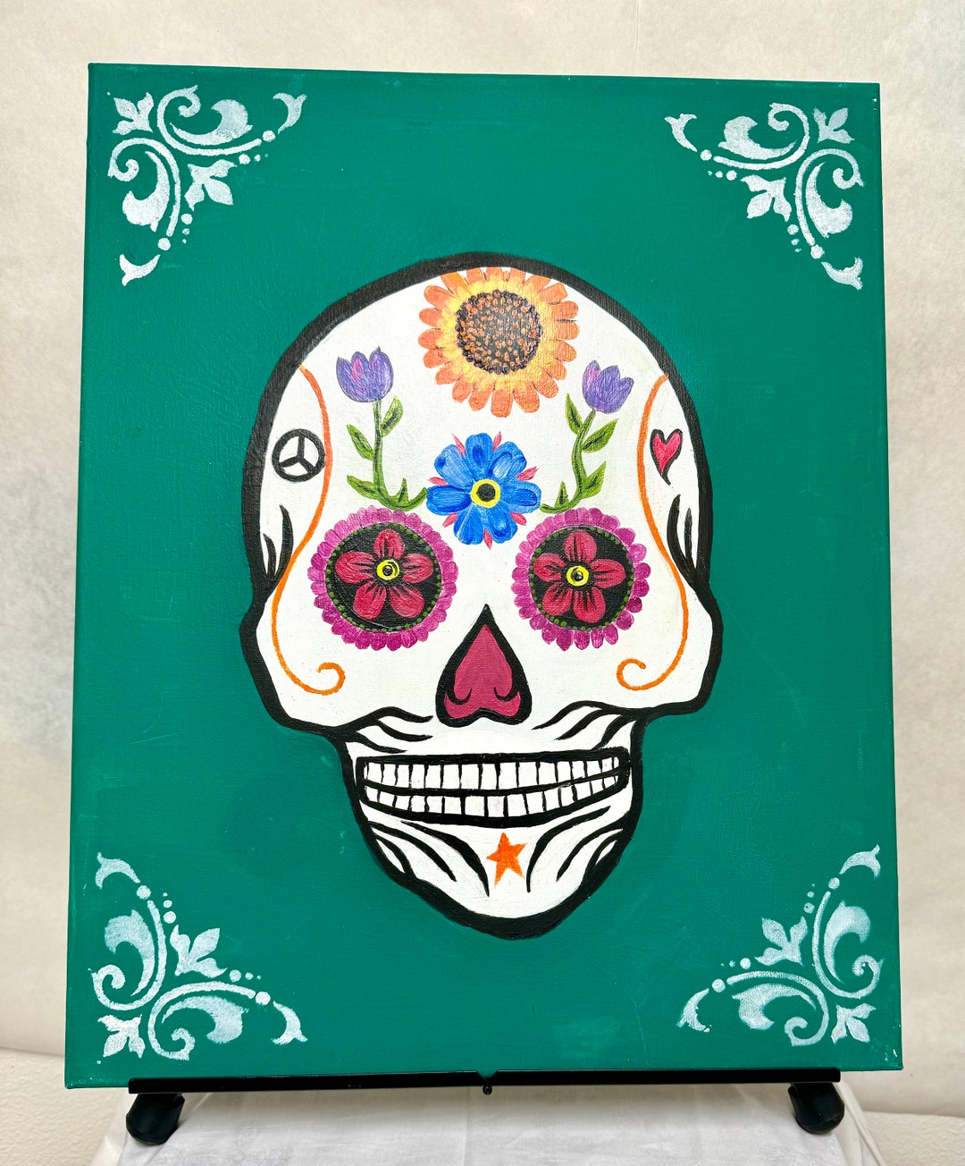 Beautiful Original Painting Sugar Skull Acrylic 16x20 - Etsy