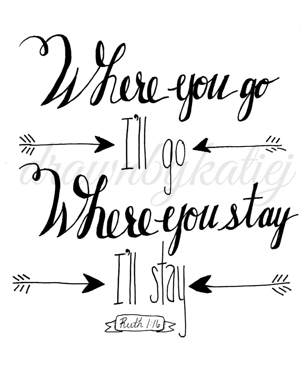 Where You Go Printable Hand Lettered Art Etsy
