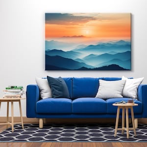 Mountain Wall Art Canvas Wall Decor Landscape Photography Minimal Simple Living Room Bedroom Decor Canvas
