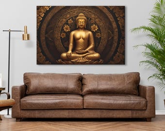 Buddha Canvas Print: Zen Meditation, Rustic Home Decor