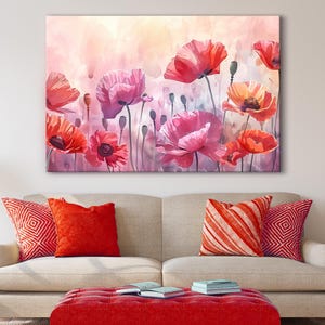 Poppy Flower Canvas Wall Art: Abstract Nature Photography Print