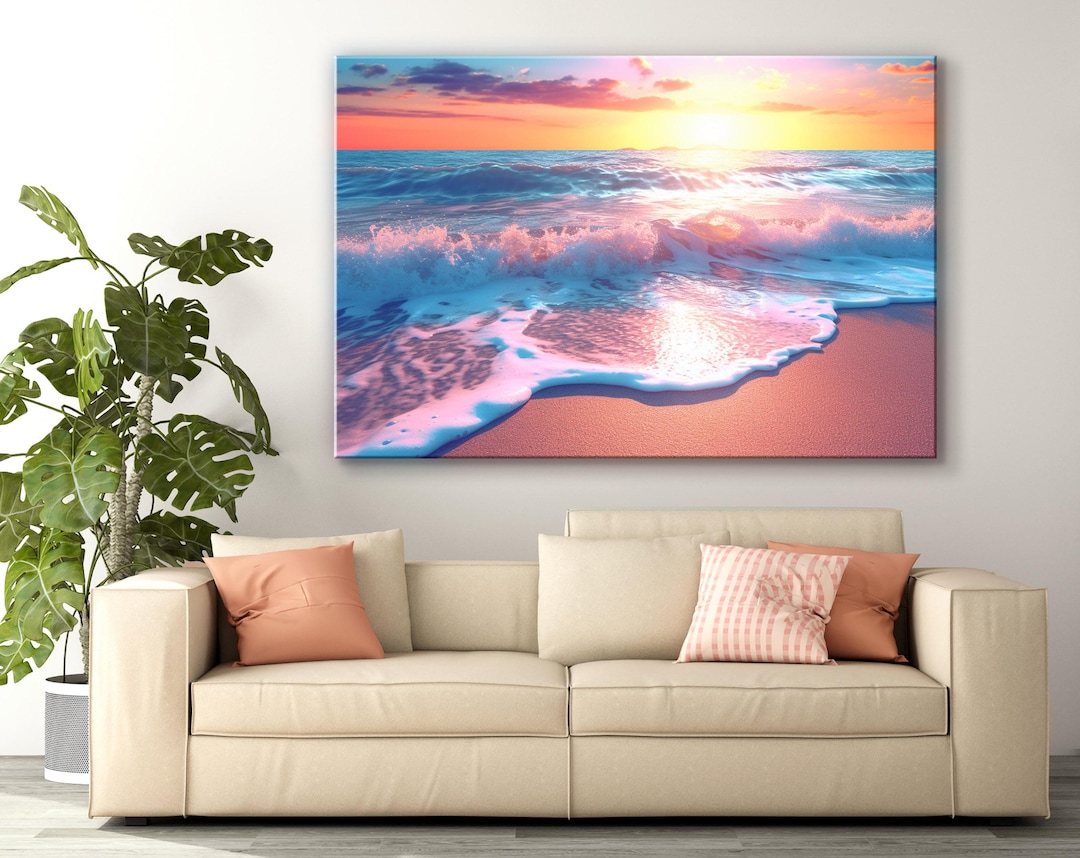 Tropical Sunset Beach Canvas Print: Coastal Ocean Wall Art - Etsy