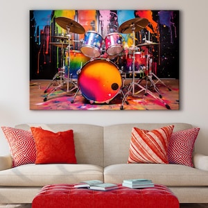 Drummer Canvas Wall Art Decor Drums Gift Pop Street Abstract Graffiti Hip Hop Studio Decoration