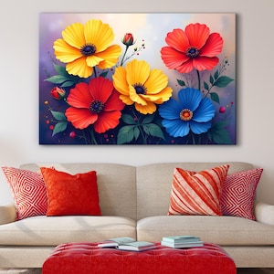 Flower Wall Art Canvas Oil Painting Print Flowers Living Room Botanical Home Decor