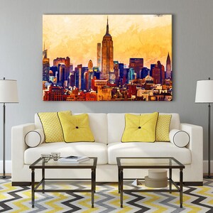 New York New York Skyline Wall Art Canvas Painting Print Urban Modern Wall Decor NYC Skyline Living Room Bedroom Canvas