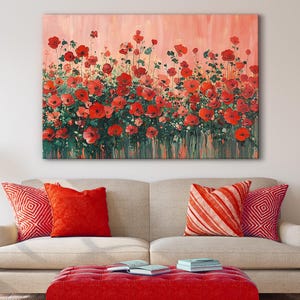 Poppy Flower Canvas Print: Abstract Watercolor Oil Painting