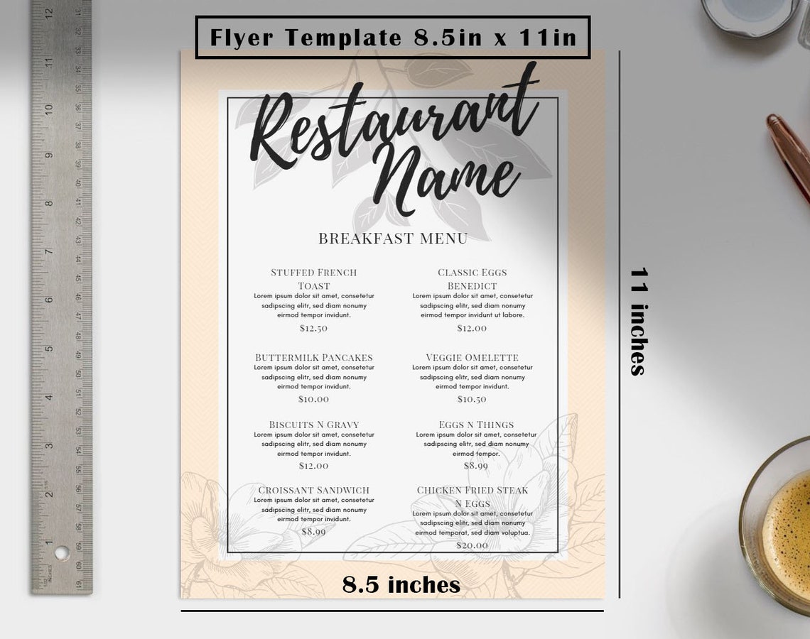 Restaurant Menu Template - Etsy