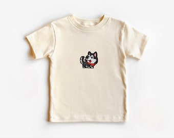 Husky Embroidered Patch Kids Shirt, Dog Toddler Tee, Husky kids tshirt, dog children’s clothing, gifts for Husky lovers, Husky mom