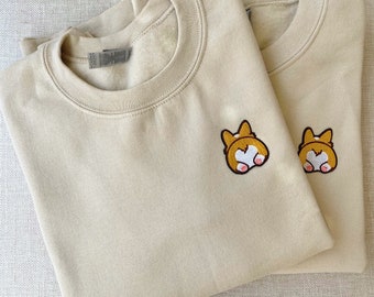 Corgi Butt Crewneck Sweatshirt, Corgi Crewneck, Embroidered patch, Dog mom gifts, Corgi mama, gifts for corgi lover, gifts for her