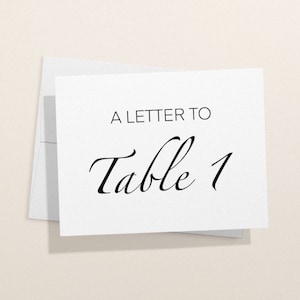 Brief aan tafel trouwkaart, bruiloft tafel nummers, tafel placecard, Bruiloft planning, bruiloft ideeën, trouwbrieven